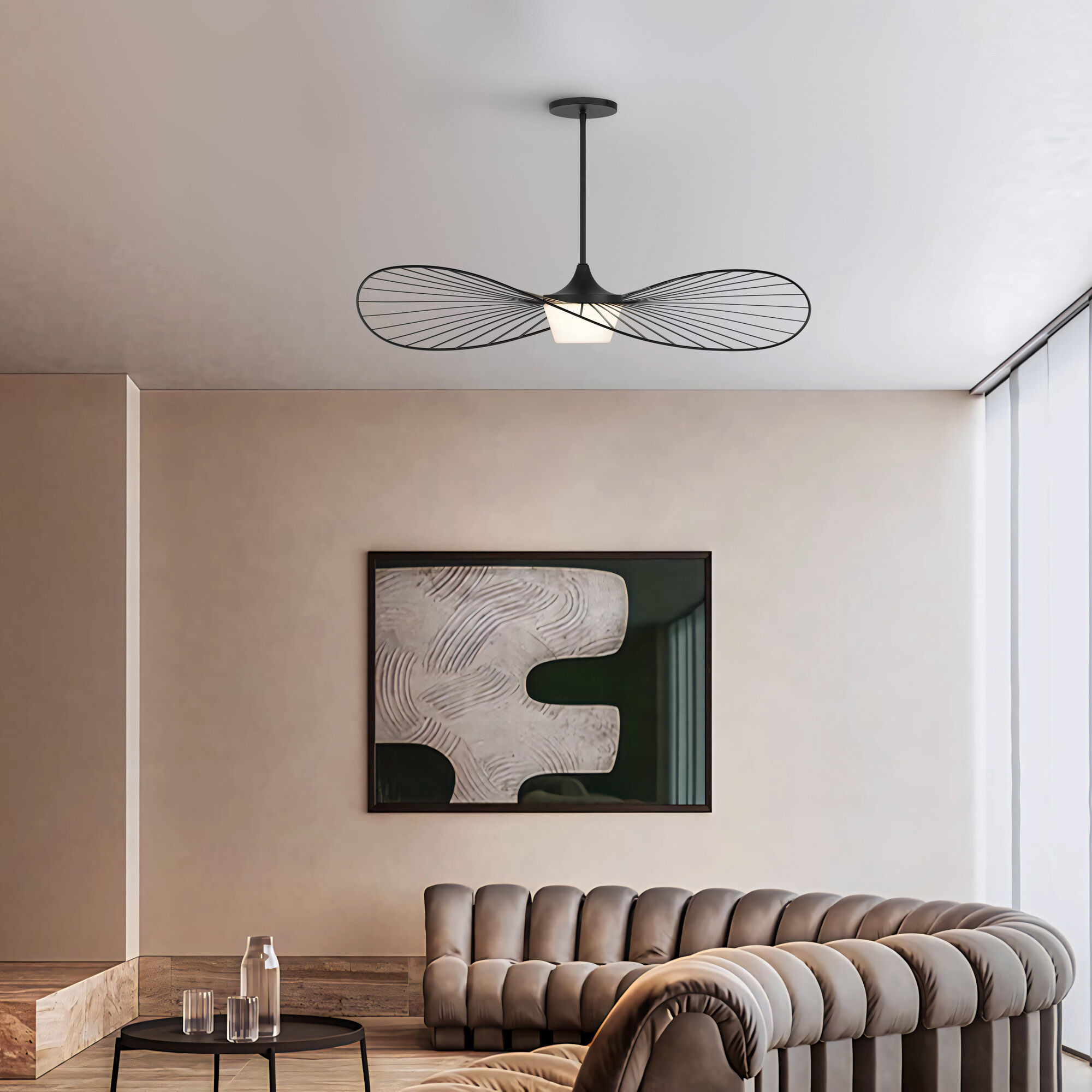 New Wave LED 44 inch Sand Black Outdoor Pendant